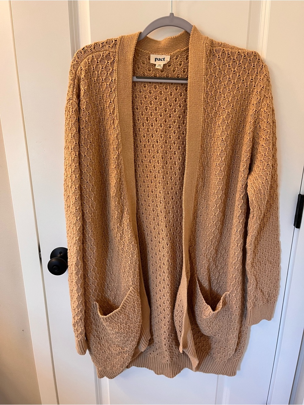 Pact Open-Front Textured Knit Cardigan - Camel